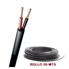 Cable Manguera Negra 2x0,50mm Rojo-Negro, Rollo 50 mts